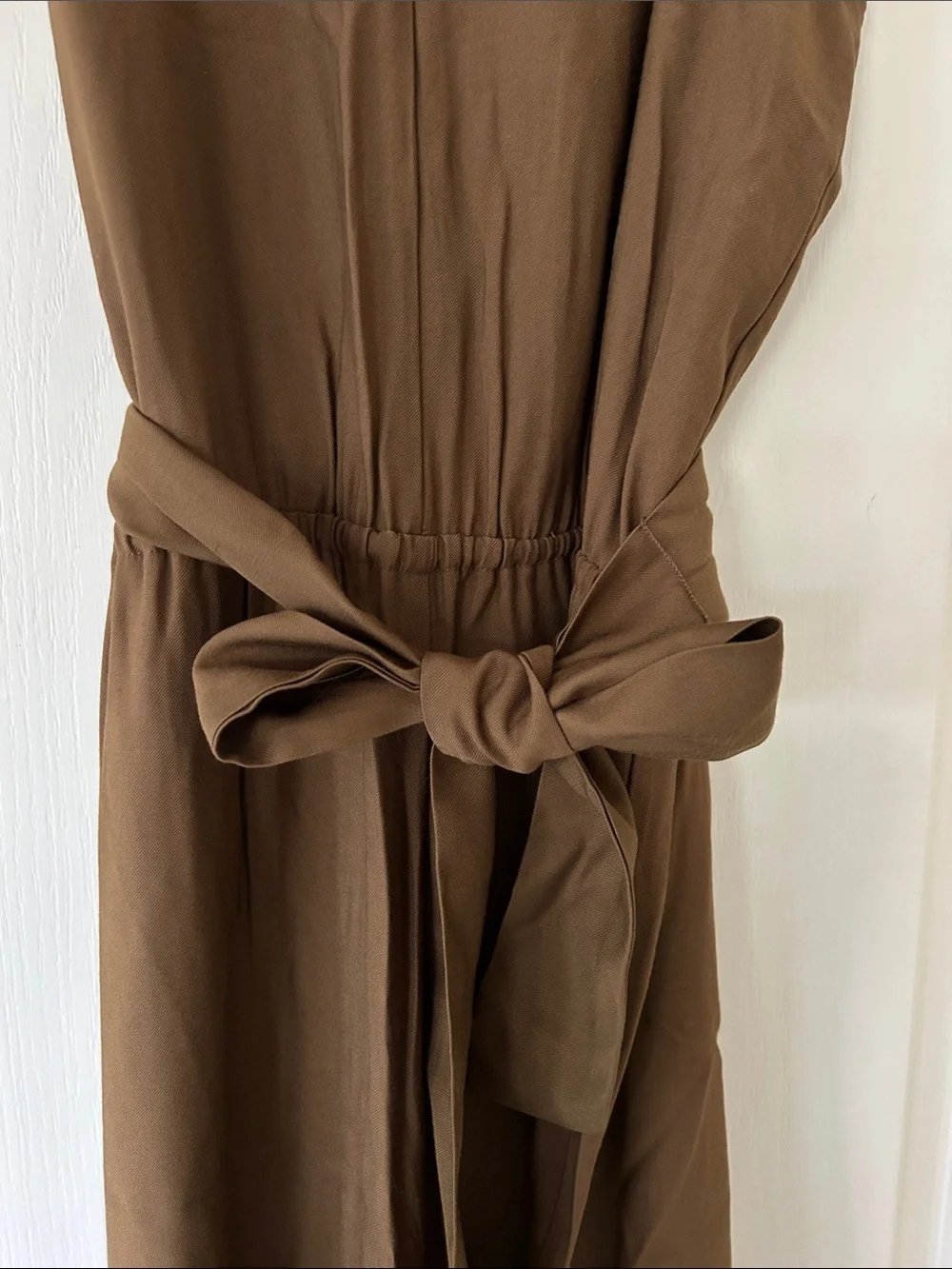 Prologue Brown Sleeveless V-Neck Wide-Leg Jumpsuit with Tie Waist - Picture 5 of 5